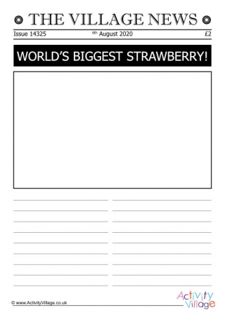 World's Biggest Strawberry Newspaper Worksheet