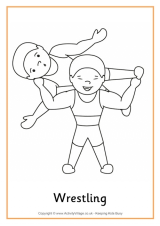 Wrestling Colouring Page
