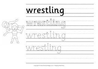 Wrestling Handwriting Worksheet