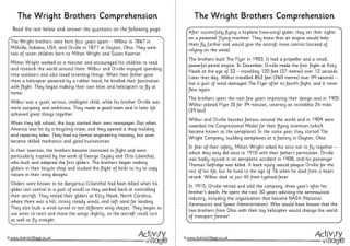 Wright Brothers Comprehension