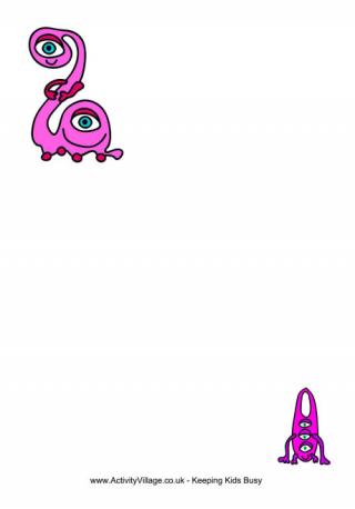 Pink Monster Writing Paper