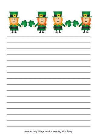 St Patrick's Day Writing Paper - Leprechauns and Shamrocks