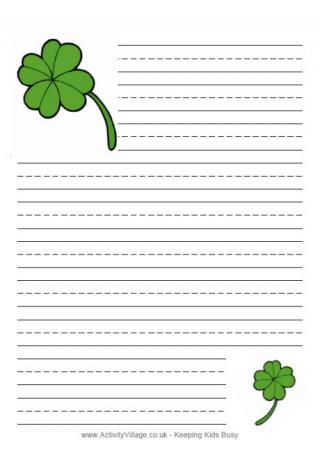St Patrick's Day Writing Paper - Shamrocks