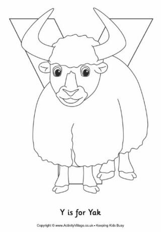 Y is for Yak Colouring Page