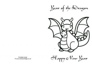 Year of the Dragon Colouring Card 2