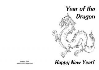 Year of the Dragon Colouring Card 3