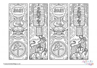 Year Of The Ox Colouring Bookmarks 1