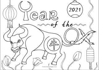 Year Of The Ox Colouring Page 2