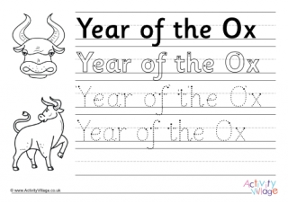 Year Of The Ox Handwriting Worksheet