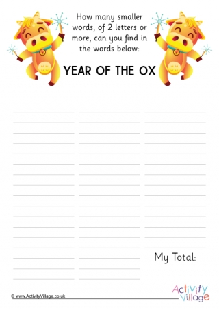 Year Of The Ox How Many Words