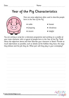 Year of the Pig Worksheets