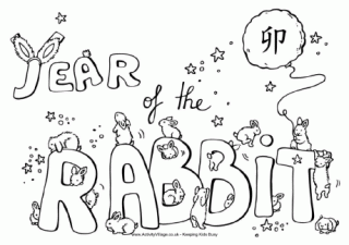 Happy Year of the Rabbit Colouring