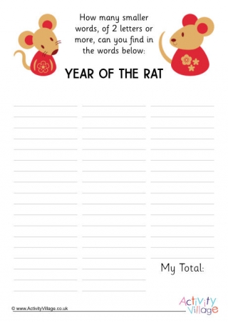 Year of the Rat How Many Words
