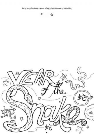 Year of the Snake colouring card