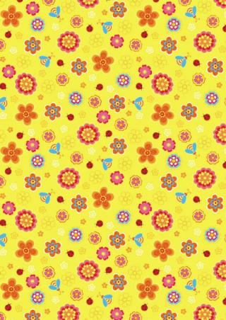 Yellow Flowers and Ladybugs Small Scrapbook Paper