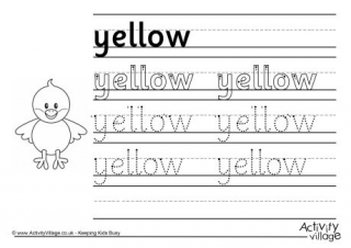 Yellow Handwriting Worksheet