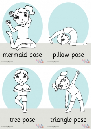 Yoga Pose Colouring Pages