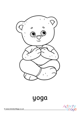 Yoga Teddy Bear Colouring Page