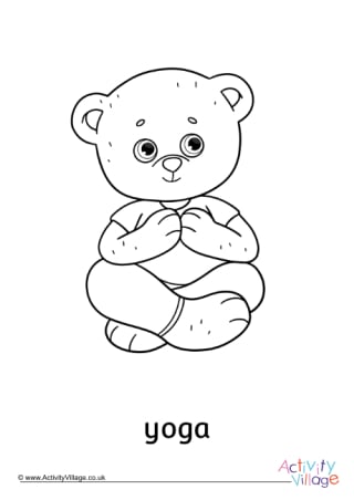 Yoga Teddy Bear Colouring Page