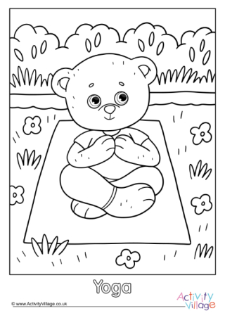 Yoga Teddy Bear Colouring Page 2