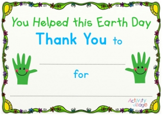 You Helped this Earth Day Certificate