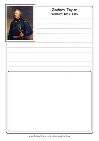 Zachary Taylor Notebooking Page