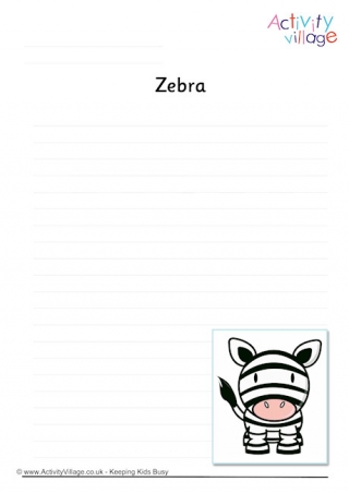 Zebra Writing Page