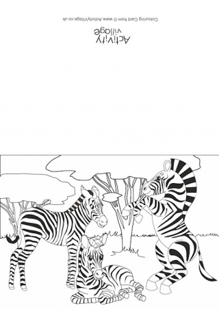 Zebras Scene Colouring Card