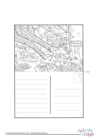 Zoo Visit Colouring Postcard