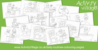 New Daily Routines Colouring Pages
