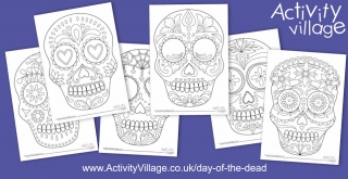 New Day of the Dead Calavera Colouring Pages