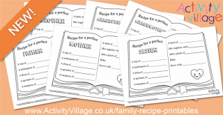 New Family Recipe Printables - Fun Creative Writing!