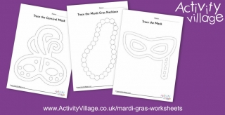 New Mardi Gras Tracing Pages for Pencil Control Practice