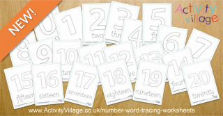 New Number Word Tracing Worksheets