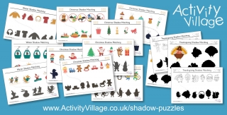 New Shadow Matching Puzzles for Thanksgiving, Christmas and Winter