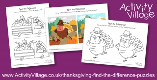 Three New Thanksgiving Find the Difference Puzzles