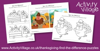 Three New Thanksgiving Find the Difference Puzzles