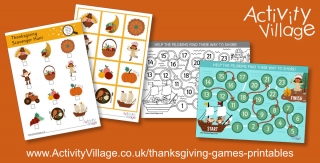 New Thanksgiving Games Printables for Children
