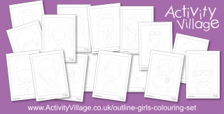Outline Girls Colouring Set
