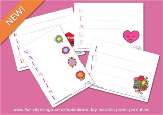 New Valentine's Day Acrostic Poem Printables