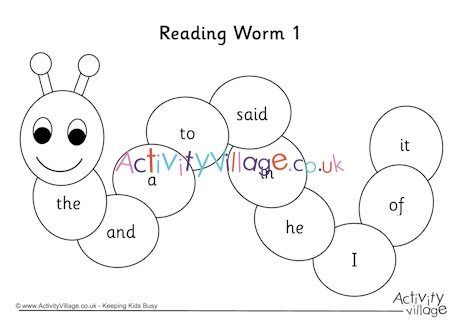 100 high frequency words reading worm