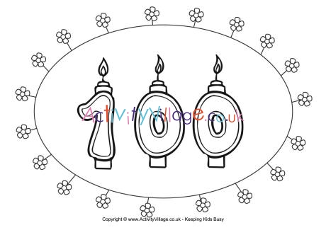 100th birthday colouring page