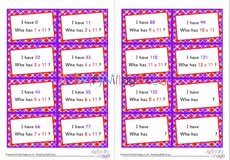 11 Times Table Around The World Cards