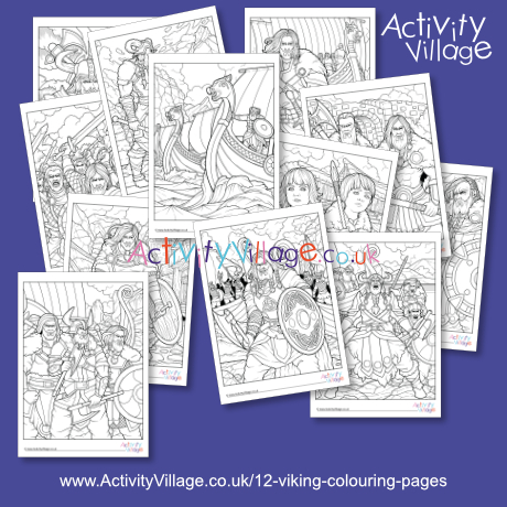 12 Viking colouring pages