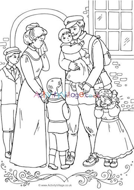 1910s Away To War Colouring Page