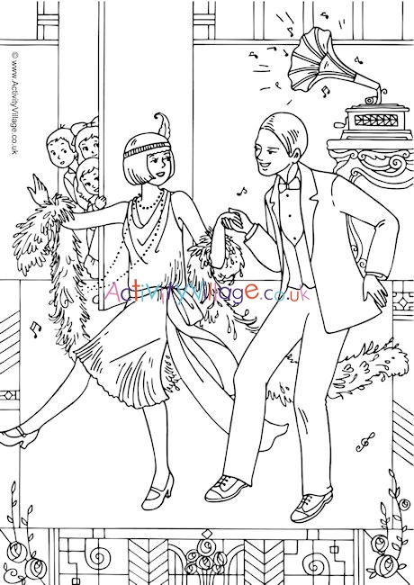 1920s Dancing Colouring Page