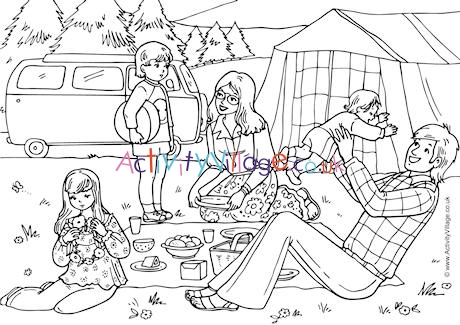 1970s Camping Colouring Page