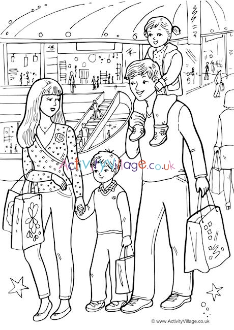 2000s Shopping Colouring Page