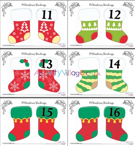 24 Christmas stockings printable