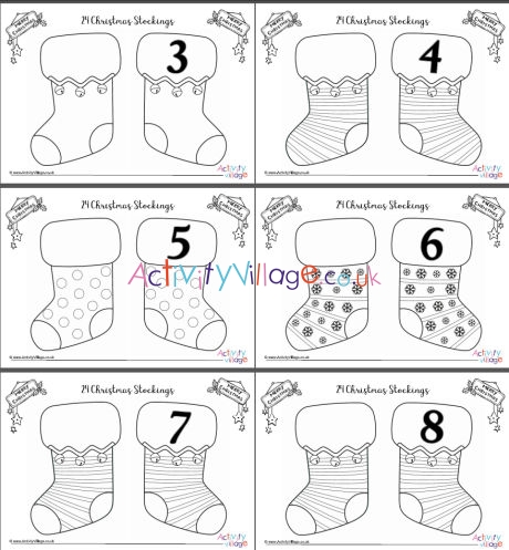 24 Christmas stockings to colour